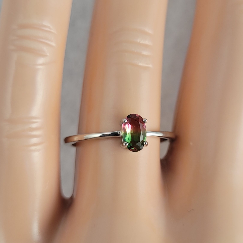 Sterling 0.5ct Watermelon Tourmaline Ring - Picture 2 of 8